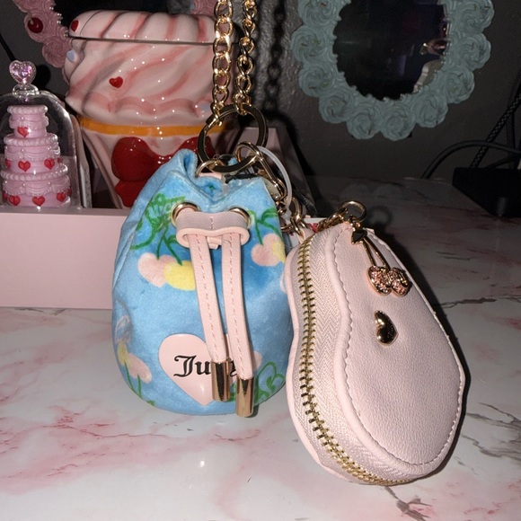 Juicy Couture Retro Juicy Cherry Draw String & Heart Micro Bags / Keychain Set - Picture 4 of 7